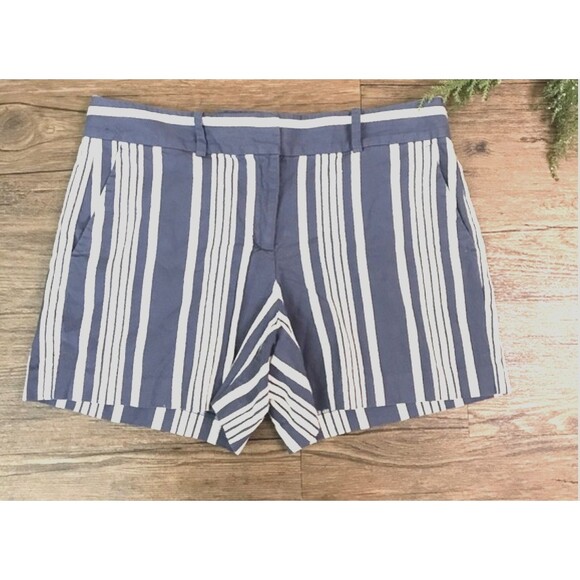 Ann Taylor Factory Size 6 Blue White Striped Womens Shorts - Picture 1 of 7
